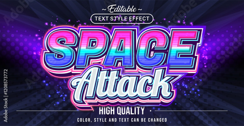 Editable text style effect - Space Attack text style theme.