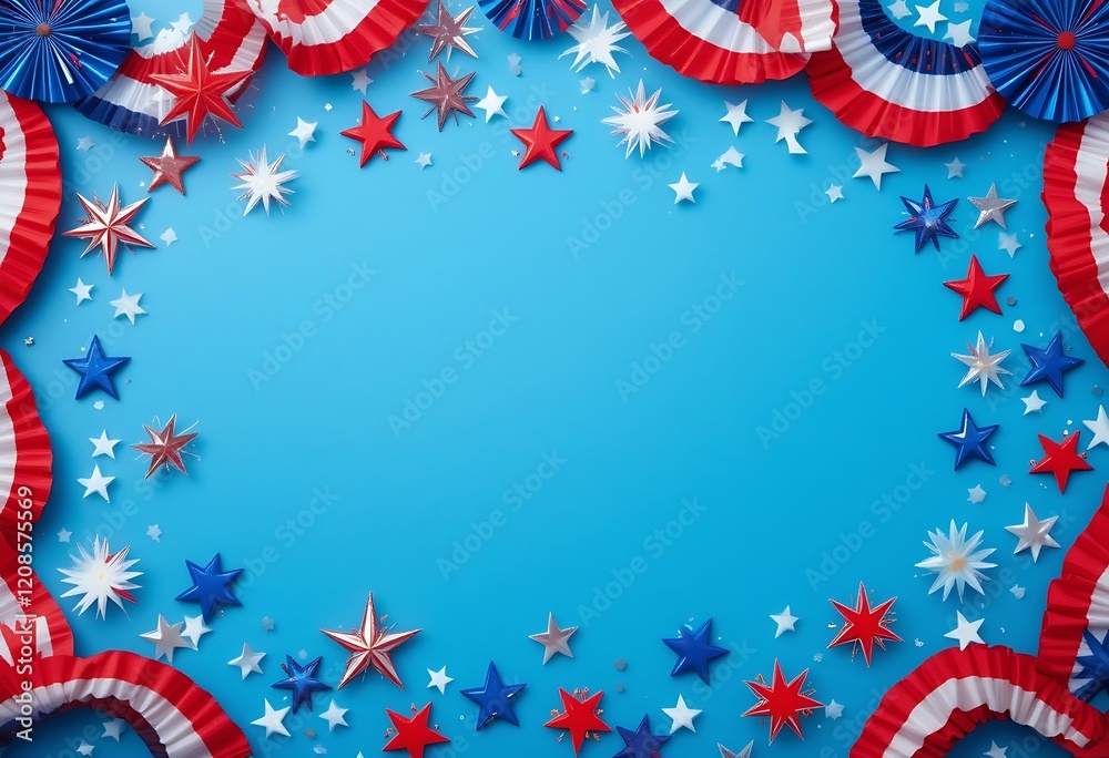 Obraz premium Festive Fourth Of July Decorations Frame Background
