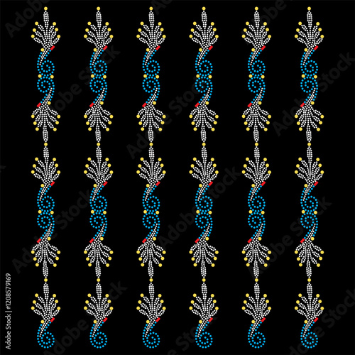 Rhinestone applique collar design for t-shirt or blouse hot-fix transfer. Abstract beautiful glitter applique rhinestone motif.