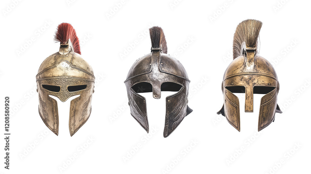 Fototapeta premium Gladiator Helmets on Clear Background Generative AI