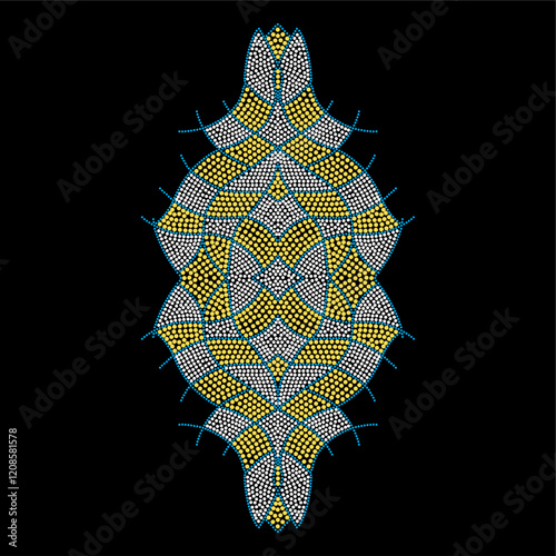 Rhinestone applique collar design for t-shirt or blouse hot-fix transfer. Abstract beautiful glitter applique rhinestone motif.