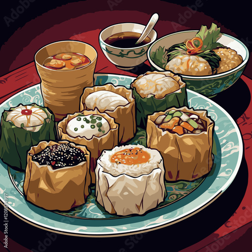 dimsum vector art for graphic design 