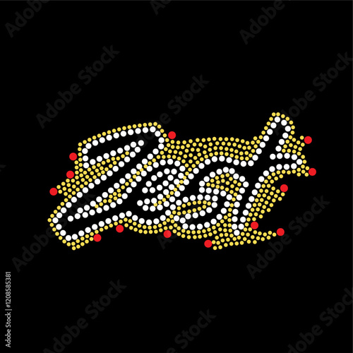 Rhinestone applique collar design for t-shirt or blouse hot-fix transfer. Abstract beautiful glitter applique rhinestone motif.