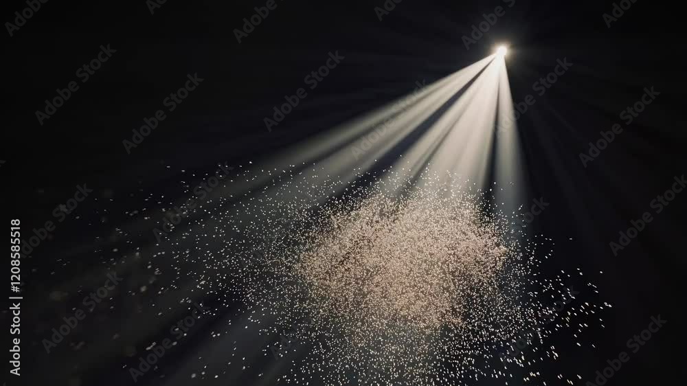 Volumetric light rays shining through floating dust particles create a ...