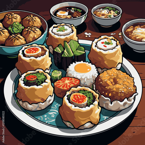 dimsum vector art for graphic design 