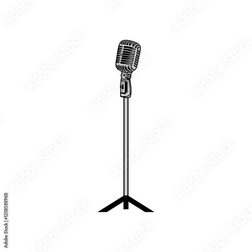 condenser microphone with stand vector illustration