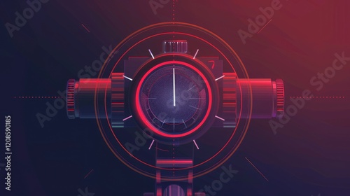 Chrome Weapon Night Sight, Rifle Optical Scope Hunting gun viewfinder with crosshair Aim the shooting marker symbol. Shadow soldier target sign.