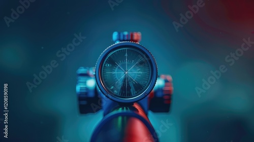 Chrome Weapon Night Sight, Rifle Optical Scope Hunting gun viewfinder with crosshair Aim the shooting marker symbol. Shadow soldier target sign.