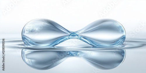 Abstract Hourglass Shape in Water Blue Glass Liquid Reflection Serenity Clean Minimalist Design