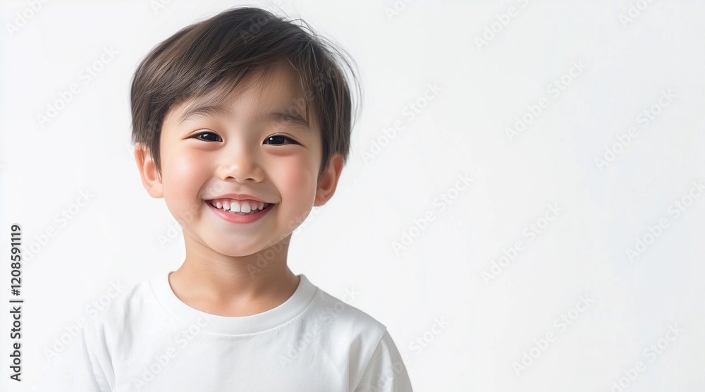 A beautiful 5 year old asian child wearing a white tshirt, smiling happily, holding a toothbrush, dental photography, portrait, white studio background A beautiful 5 year old asian child wearing a white tshirt, smiling happily, holding a toothbrush, dental photography, portrait, white studio background