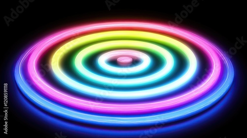 Abstract Neon Rainbow Circles Glowing Circular Lights Vibrant Energy Psychedelic Background