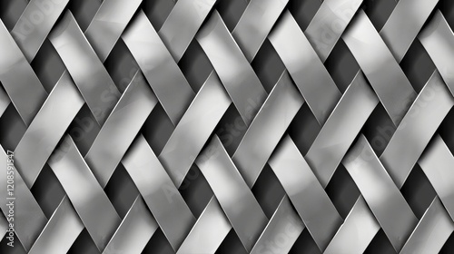 Metal seamless pattern, interlocking steel net vector geometric continuous abstract background, endless steel grid.