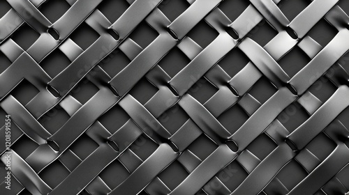 Metal seamless pattern, interlocking steel net vector geometric continuous abstract background, endless steel grid.