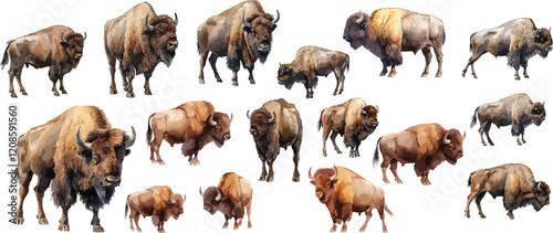 bison watercolor clipart