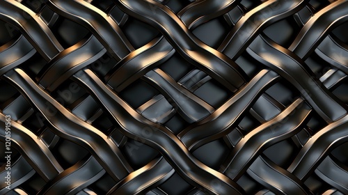 Metal seamless pattern, interlocking steel net vector geometric continuous abstract background, endless steel grid.