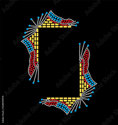 Rhinestone applique collar design for t-shirt or blouse hot-fix transfer. Abstract beautiful glitter applique rhinestone motif.	