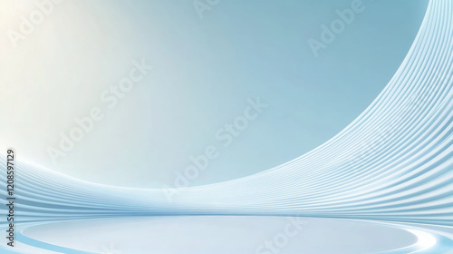 3D rendered blue background e-commerce product exhibition booth