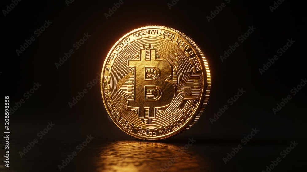Close-up of a gold Bitcoin cryptocurrency coin. (1) Close-up of a gold Bitcoin cryptocurrency coin. (1)