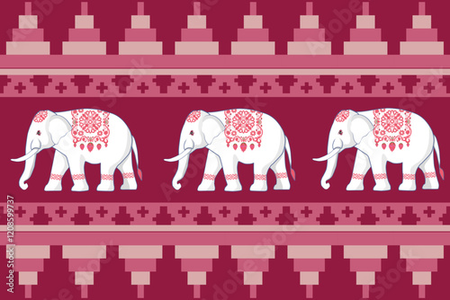 elephants pattern, mandala
Beautiful Thailand,thai pattern,seamless,Traditional,ethnic,fabric pattern for textiles,rugs, wallpaper,clothing, sarong,batik,wrap,embroidery,print,background,cover, illust