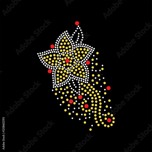 Rhinestone applique collar design for t-shirt or blouse hot-fix transfer. Abstract beautiful glitter applique rhinestone motif.	