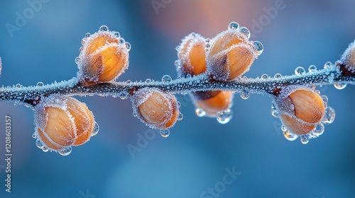 Ice-covered rock formations, with frost clinging to their jagged surfaces and intricate textures. 458