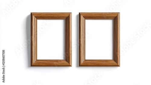 Wooden rectangular frames on a white background