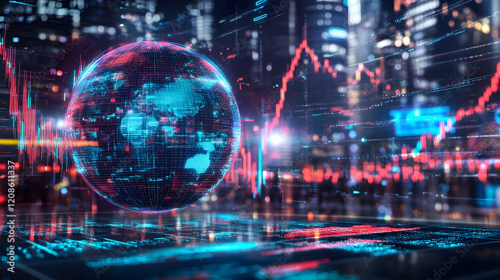 Fototapeta premium Dynamic 3D Concepts of Global Investing, Market Growth, and Business Innovation