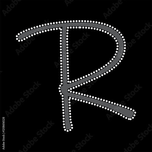 Rhinestone alphabet design for t-shirt or blouse hot-fix transfer. Abstract beautiful glitter applique rhinestone motif.	