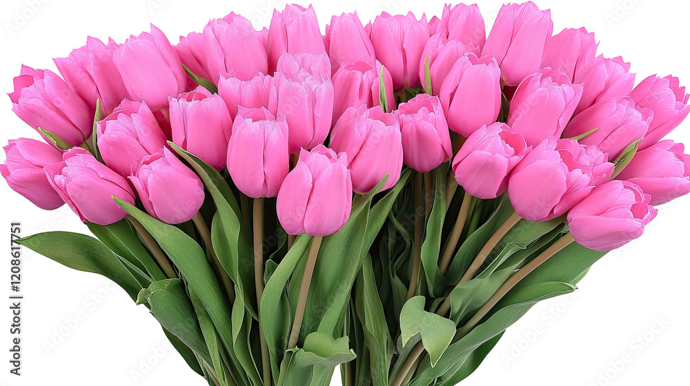 Obraz premium Bouquet of Pink Tulips Arranged on a Clear Background Generative AI