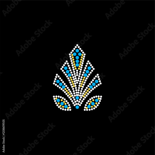 Rhinestone applique collar design for t-shirt or blouse hot-fix transfer. Abstract beautiful glitter applique rhinestone motif.	