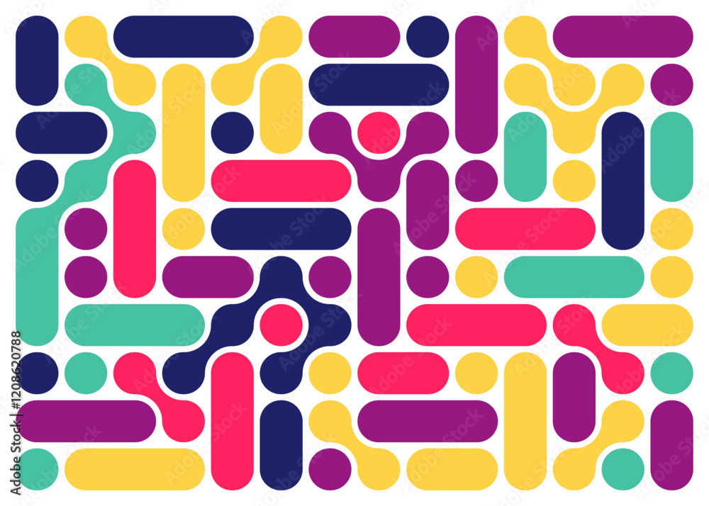 Colorful Abstract Pattern with Geometric Shapes and Playful Design Colorful Abstract Pattern with Geometric Shapes and Playful Design