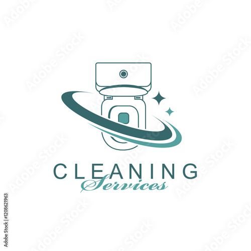 cleaning service design with toilet bowl isolated on white background
