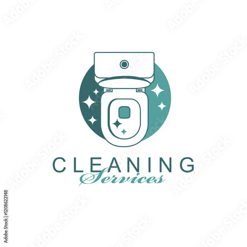cleaning service design with toilet bowl isolated on white background