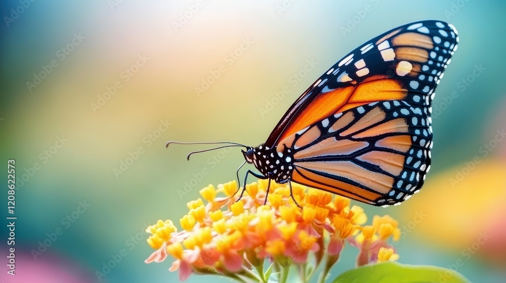 Vibrant Monarch Butterfly on Lantana Flower Close up Nature Photography Vibrant Monarch Butterfly on Lantana Flower Close up Nature Photography
