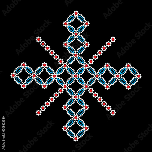 Rhinestone applique collar design for t-shirt or blouse hot-fix transfer. Abstract beautiful glitter applique rhinestone motif.	