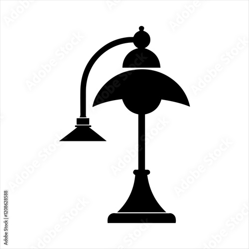 Lamp of vector silhouette design, isolated background