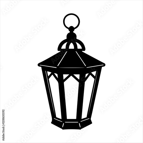 Lamp of vector silhouette design, isolated background