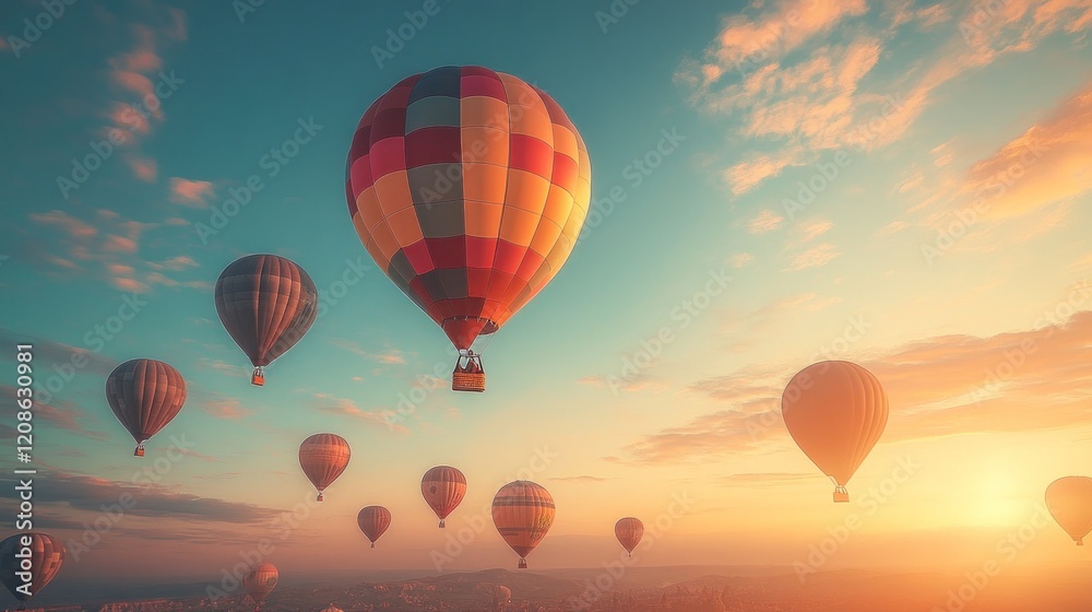 Obraz premium Cappadocia sunrise hot air balloon flight adventure