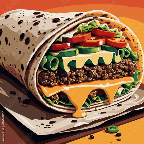 Tortilla wrap vector art for graphic design 