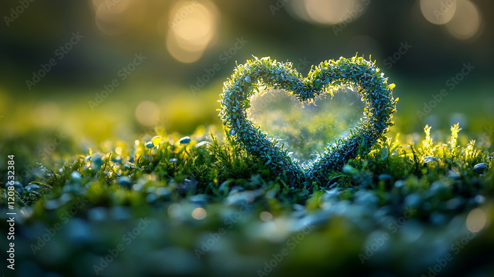 A radiant glowing heart chakra symbol made of energy illuminates a lush green meadow with a minimalistic bright tone and blurred empty space on the side, evoking peace and balance
A radiant glowing heart chakra symbol made of energy illuminates a lush green meadow with a minimalistic bright tone and blurred empty space on the side, evoking peace and balance
