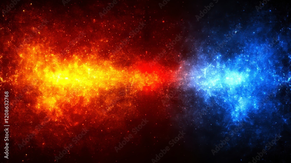 Fototapeta premium Fiery Inferno and Icy Nebula Abstract Fire and Ice Collision Background