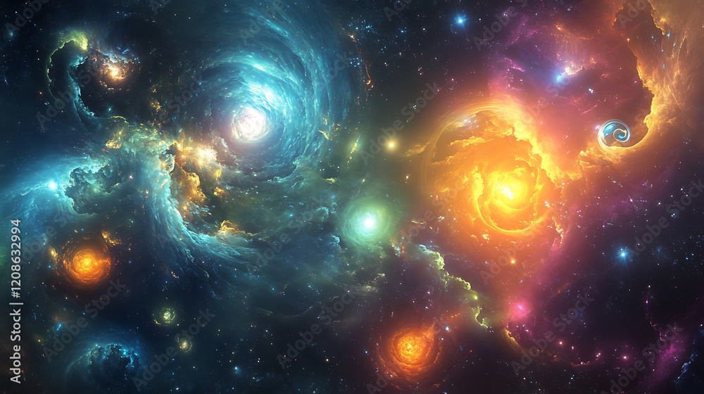 Fototapeta premium abstract composition showcasing deep space elements with a futuristic vibe and vivid colors