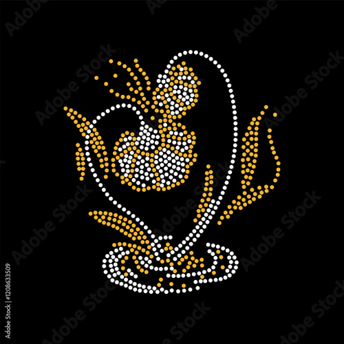 Rhinestone applique collar design for t-shirt or blouse hot-fix transfer. Abstract beautiful glitter applique rhinestone motif.	
