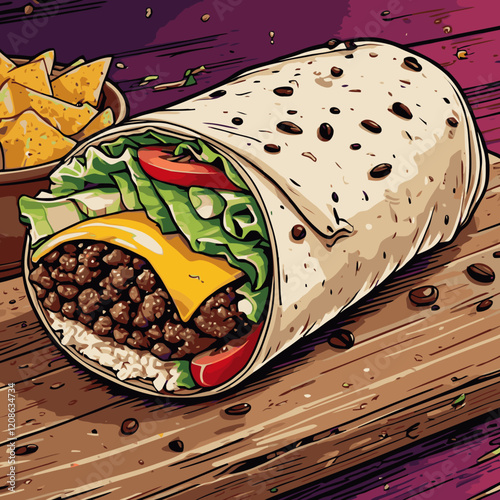 Tortilla wrap vector art for graphic design 