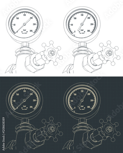 Valve for regulating gas flow and manometer blueprints