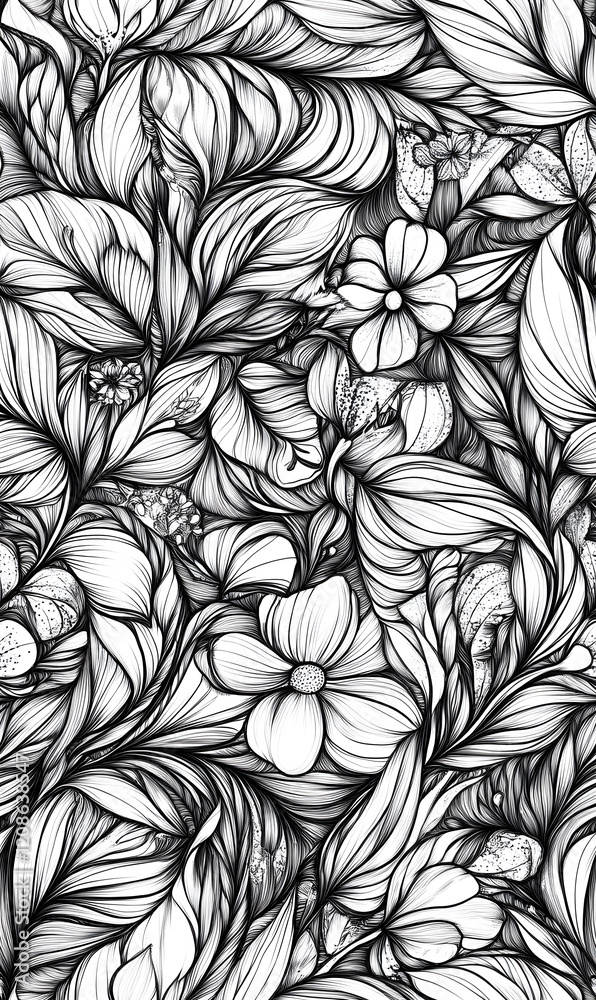 Creative Seamless Pattern 2D Doodle Floral Illustrations for wallpaper, card, tile. Creative Seamless Pattern 2D Doodle Floral Illustrations for wallpaper, card, tile.
