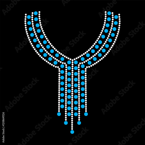 Rhinestone applique collar design for t-shirt or blouse hot-fix transfer. Abstract beautiful glitter applique rhinestone motif.	
