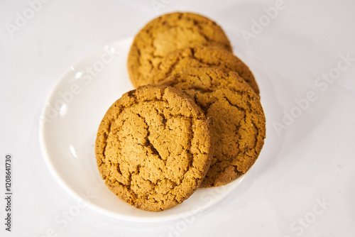 Oatmeal cookies on a white plate