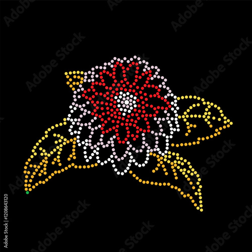 Rhinestone applique collar design for t-shirt or blouse hot-fix transfer. Abstract beautiful glitter applique rhinestone motif.	
