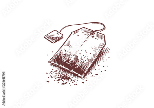 Tea Bag Waste Hand Drawn Sketch Illustration Vector Isolated